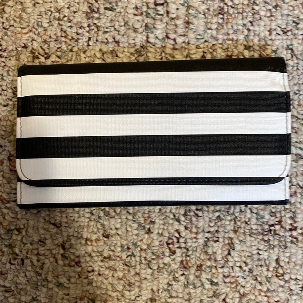 Brand new black and white striped wallet